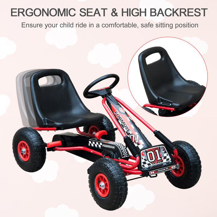 Kids Children Pedal Go Kart Cart Air Inflatable Tyres Motor Racing Style Suitable for 3 to 8 Years