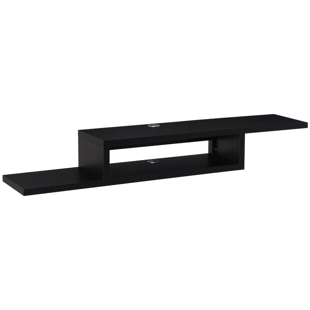 HOMCOM Wall Mounted Media Console, Floating TV Stand Component Shelf, Entertainment Center Unit, Black