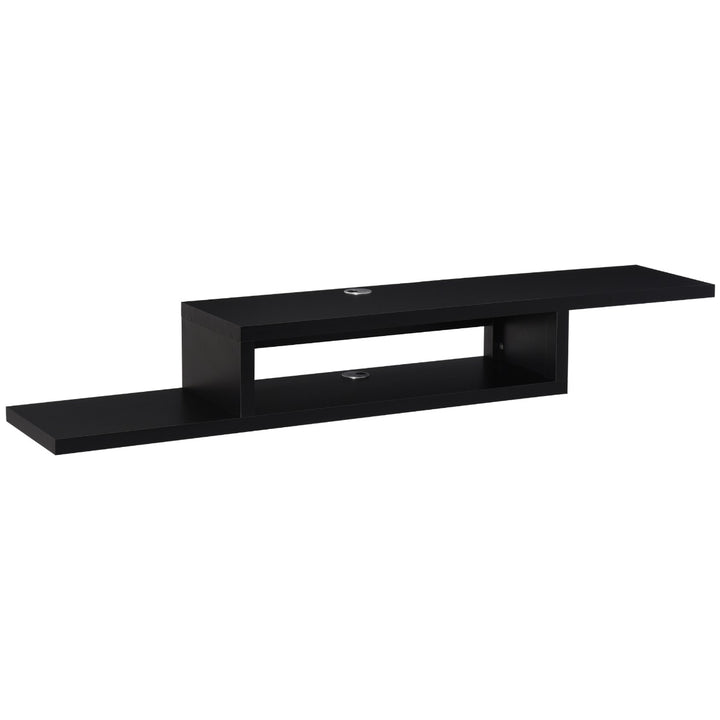 HOMCOM Wall Mounted Media Console, Floating TV Stand Component Shelf, Entertainment Center Unit, Black