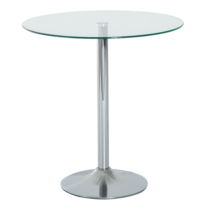 Round Bar Table Pub Bistro Wine Counter w/ Tempered Glass Top Chrome Stand, 70 x 70 x H74.5cm