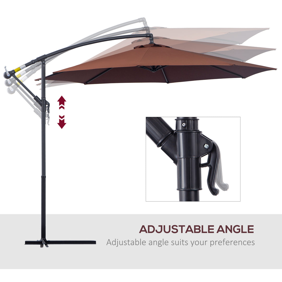 Outsunny 3 m Hanging Umbrella Parasol-Coffee