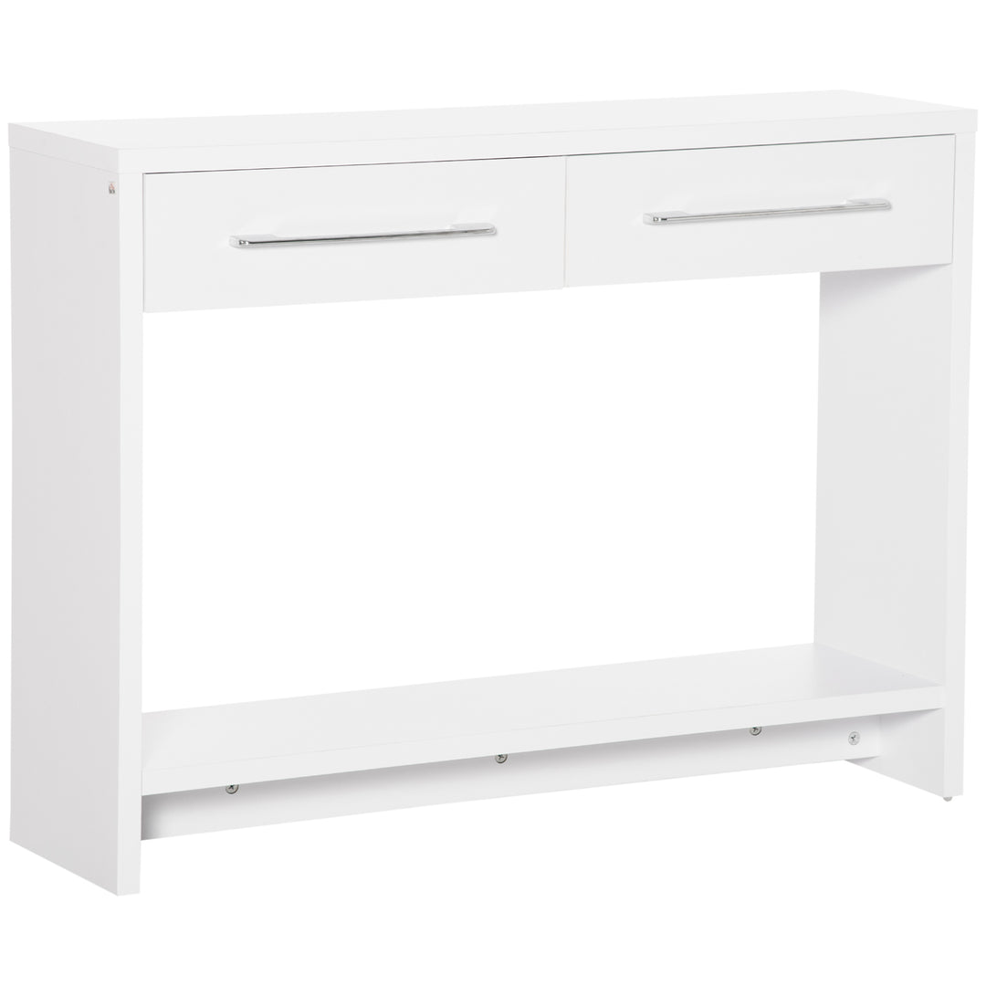 Console Table with Shelf and  Drawer, Contemporary Hallway Table for Living Room, Entryway, White