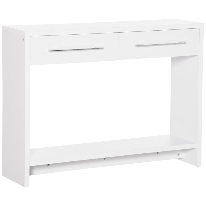 Console Table with Shelf and  Drawer, Contemporary Hallway Table for Living Room, Entryway, White