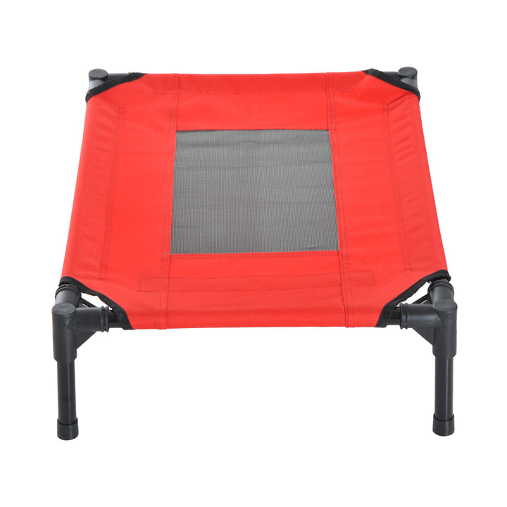 PawHut Elevated Pet Bed Portable Camping Raised Dog Bed w/ Metal Frame Black and Red (Small)