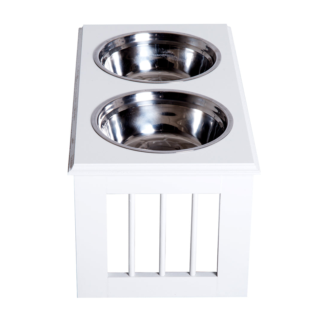 Pawhut Stainless Steel Pet Feeder, 58.4Lx30.5Wx25.4H cm-White