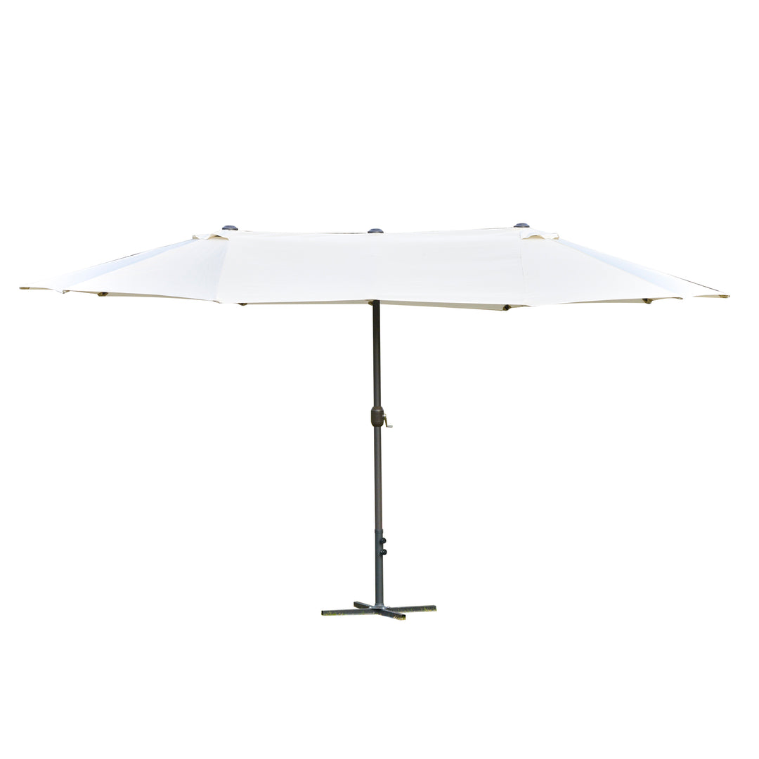 Outsunny 4.6m Garden Parasol Double-Sided Sun Umbrella Patio Market Shelter Canopy Shade Outdoor with Cross Base – Off White