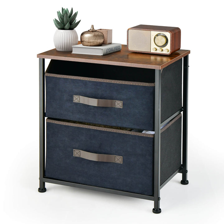 Industrial Nightstand with Anti-Toppling Device-Rustic Brown