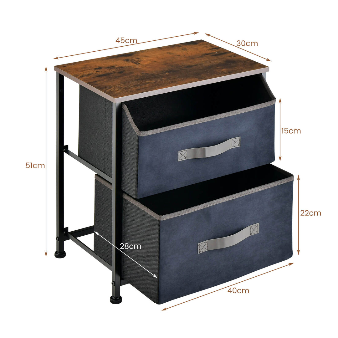 Industrial Nightstand with Anti-Toppling Device-Rustic Brown