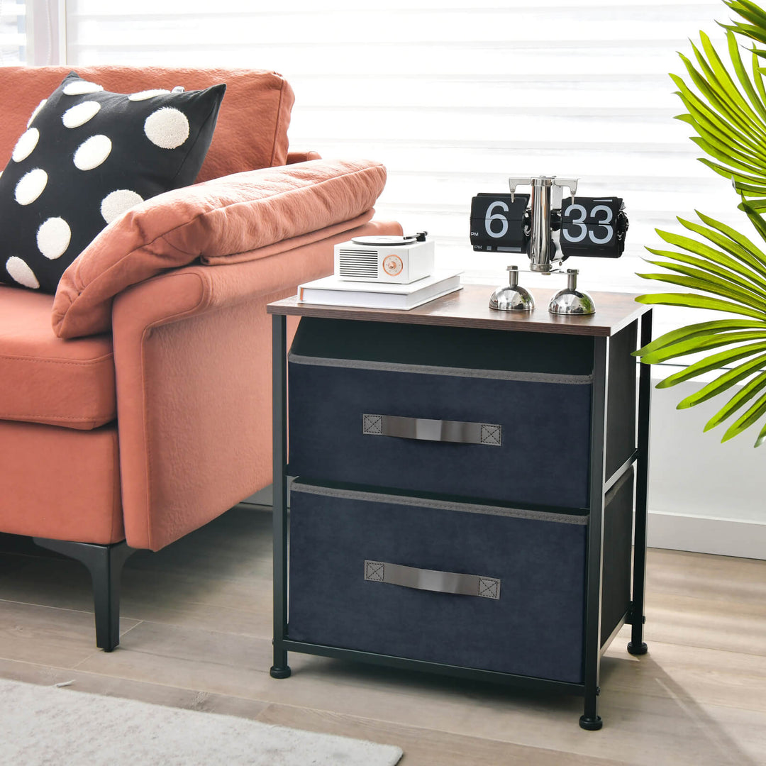 Industrial Nightstand with Anti-Toppling Device-Rustic Brown