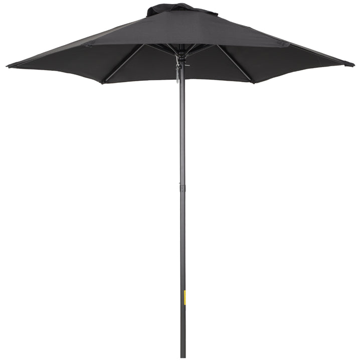 Outsunny Parasols Umbrellas 2m Patio Outdoor Sun Shade with 6 Sturdy Ribs for Balcony, Bench, Garden, Black