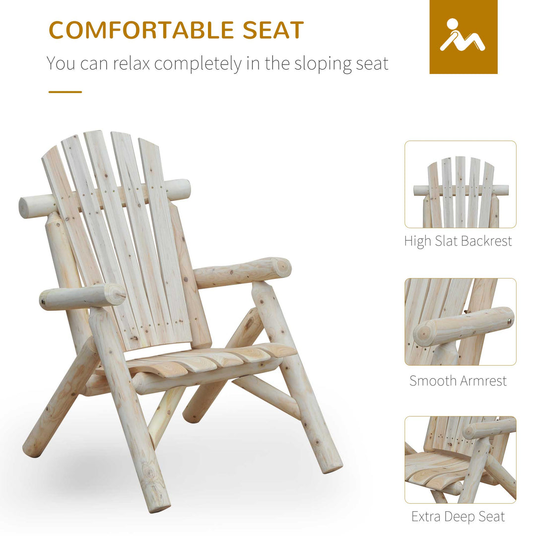 Outdoor Lounge Chairs, Fir Wood Adirondack Outdoor Patio Lawn Deck Furniture Lounge Chair, Natural Wood