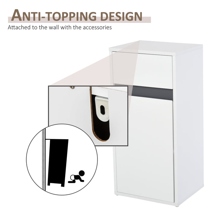 Modern Minimalistic Bathroom Storage Cabinet w/ Drawer Cupboard Adjustable Shelf Door Home Organiser Sleek Beautiful Freestanding Compact White