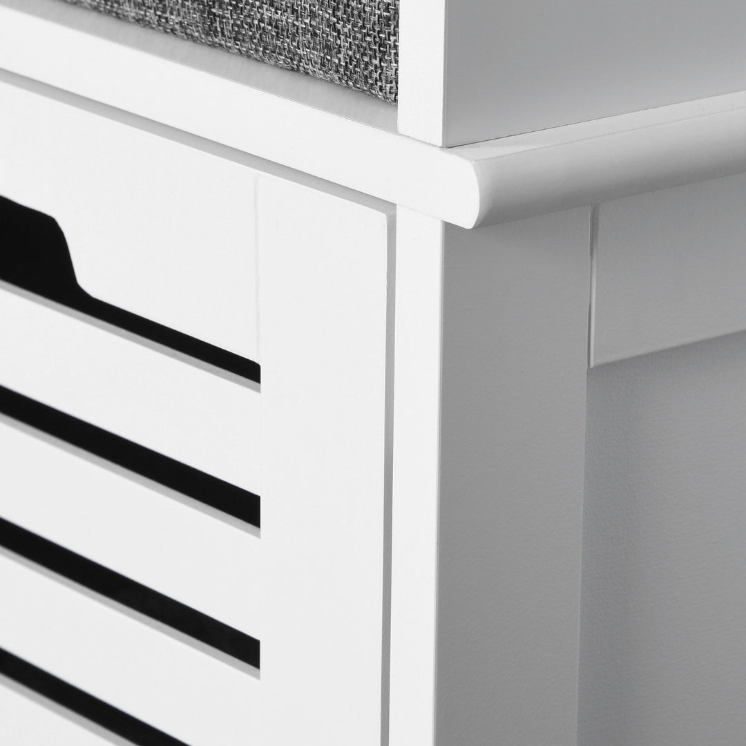 White Storage Bench with 3 Drawers & Removable Grey Seat Cushion Hallway Organisation furniture