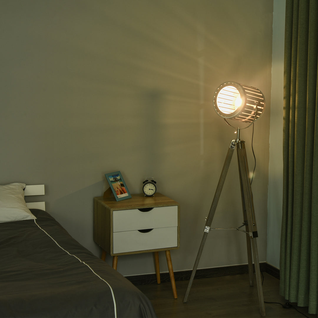 Floor Lamps for Living Room Unique Wood Frame Adjustable Shade Height Unique Vintage Spotlight Metal Home Office Furniture Lighting