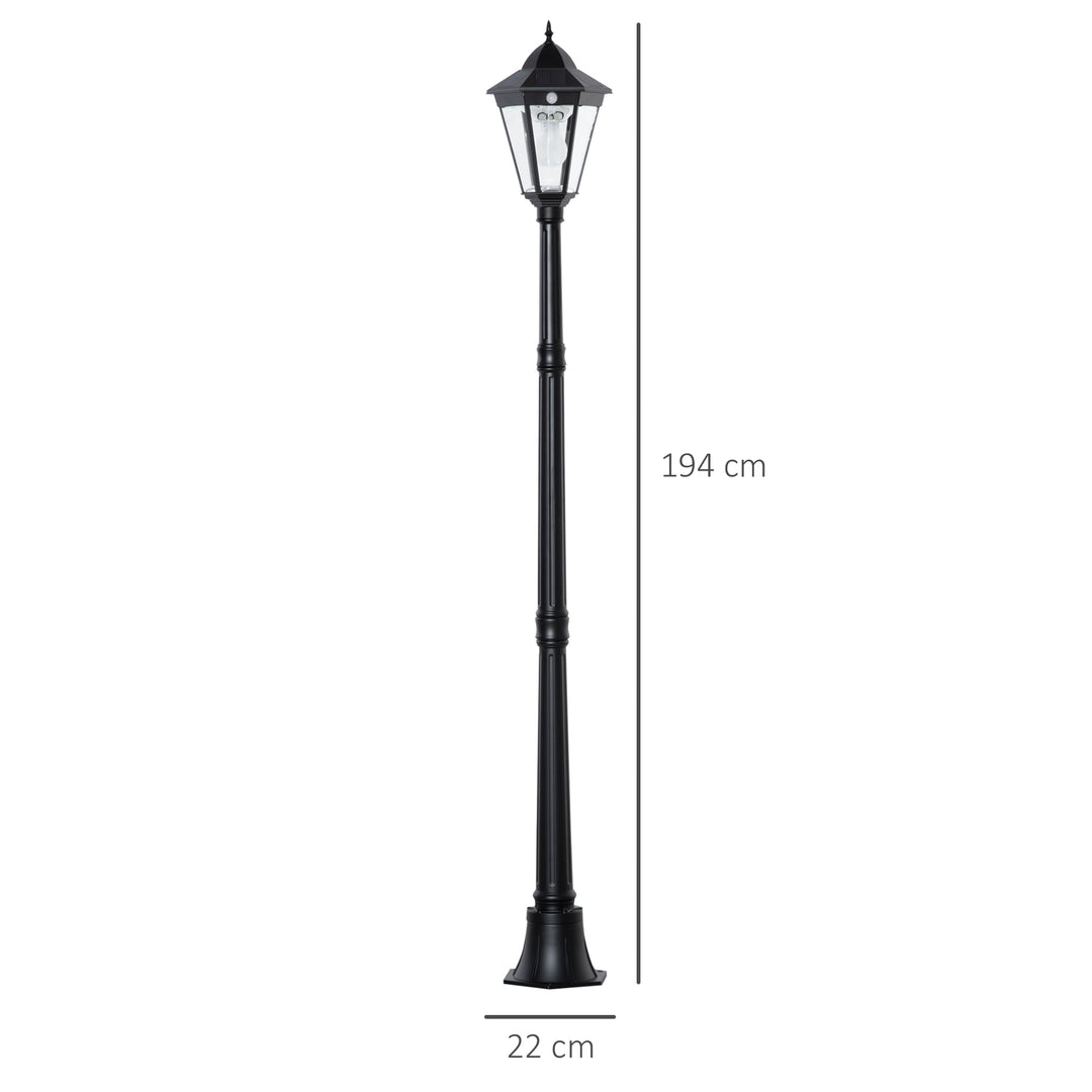 Garden Lamp Post, Outdoor Lantern Lamp with Aluminium Frame, Black