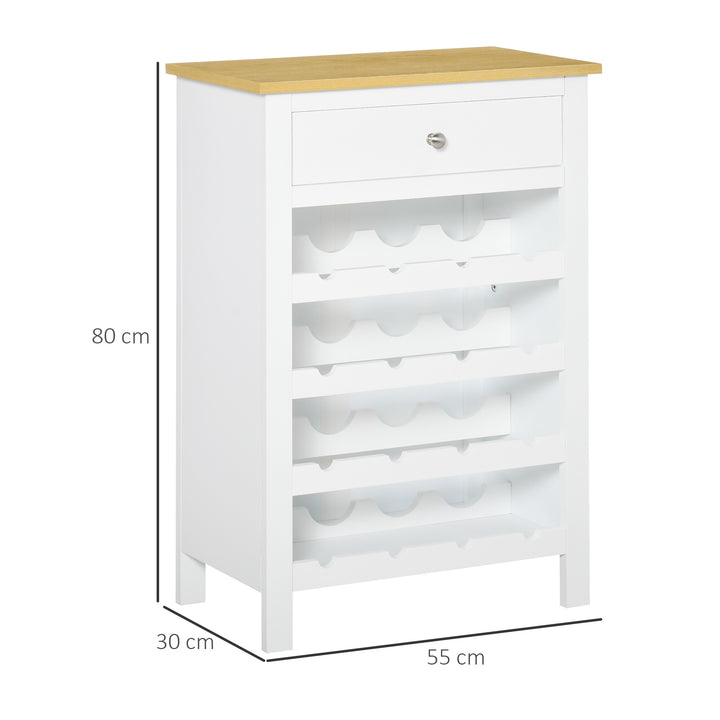 Modern Wine Cabinet Cupboard with 16-Bottle Wine Rack, Kitchen Sideboard with drawer for Living &amp; Dining Room, Home Bar, White