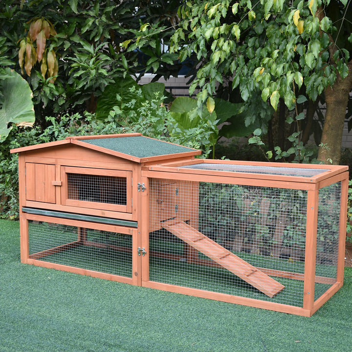 2 Floor Wooden Rabbit Hutch Bunny Cage House Chicken Coop Outdoor Garden Backyard 158 x 58 x 68 cm