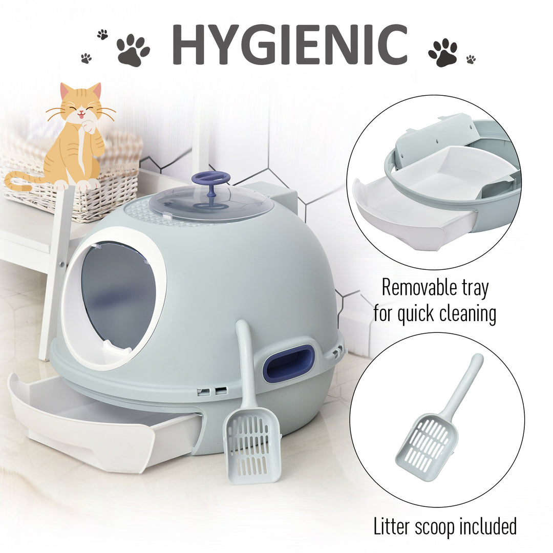 PawHut Cat Litter Box With Litter Scoop, Drawer-Type Easy To Clean, Skylight, Light And Easy To Move