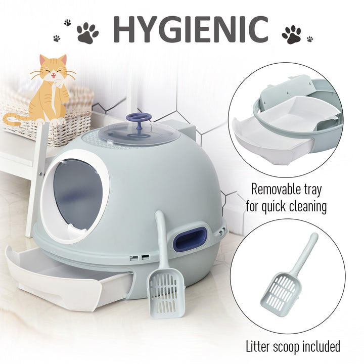 PawHut Cat Litter Box With Litter Scoop, Drawer-Type Easy To Clean, Skylight, Light And Easy To Move