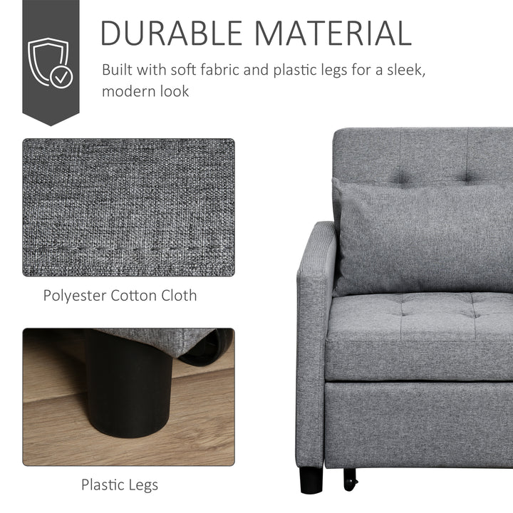 Modern 2-In-1 Single Sofa Bed, Convertible Sleeper Foldable Lounger Armchair with Adjustable Backrest for Living Room and Bedroom, Grey
