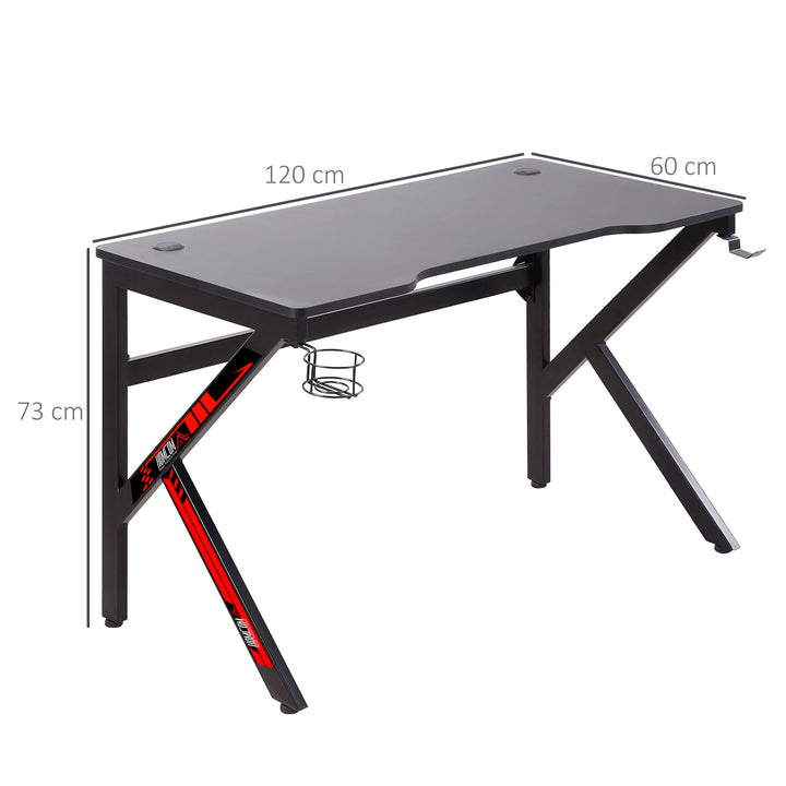 Gaming Desk Computer Table Racing Style for E-sport Room Office PC Workstation with Rotatable Cup Holder, Black