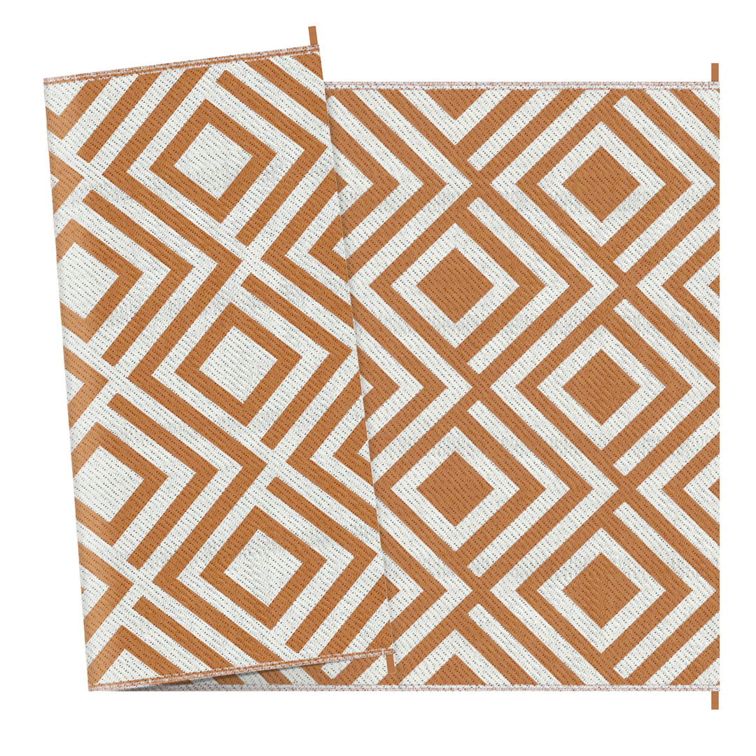 Reversible Outdoor Rug with Carry Bag, Beach Brown & White