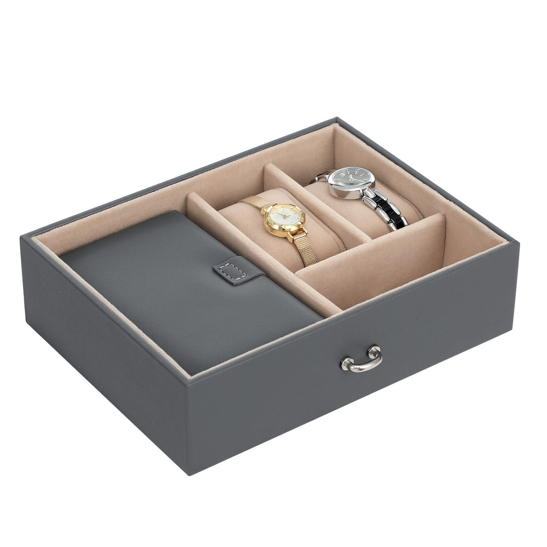 Jewelry Organizer Case with 2 Drawers Gray