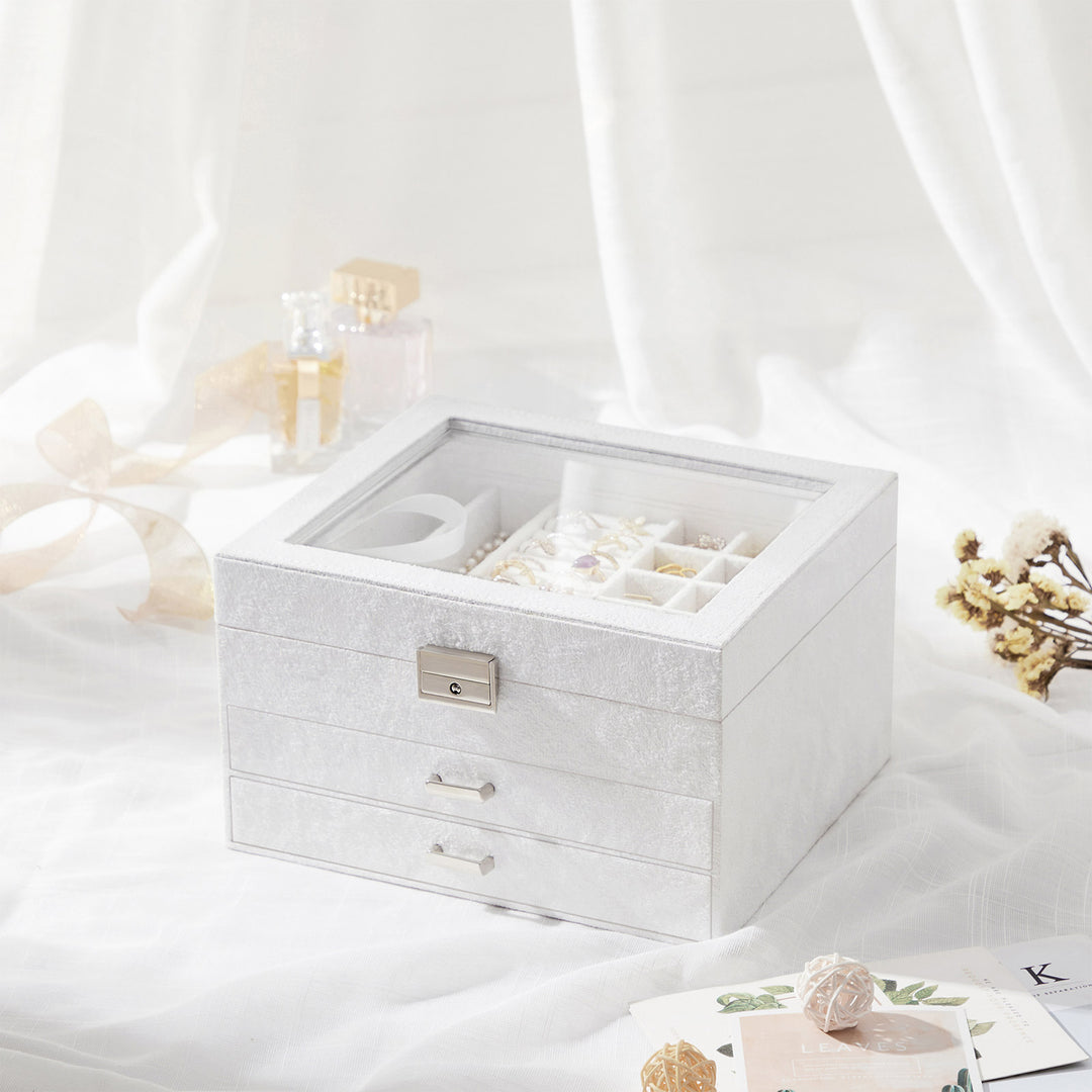 White Jewellery Box with Velvet Cover