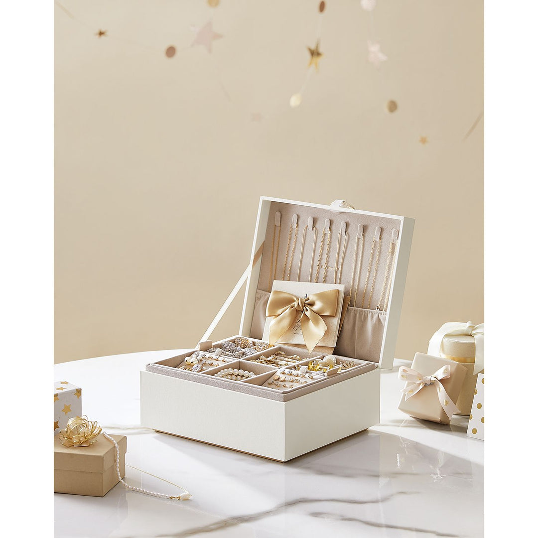2-Layer Jewellery Box with Handle White