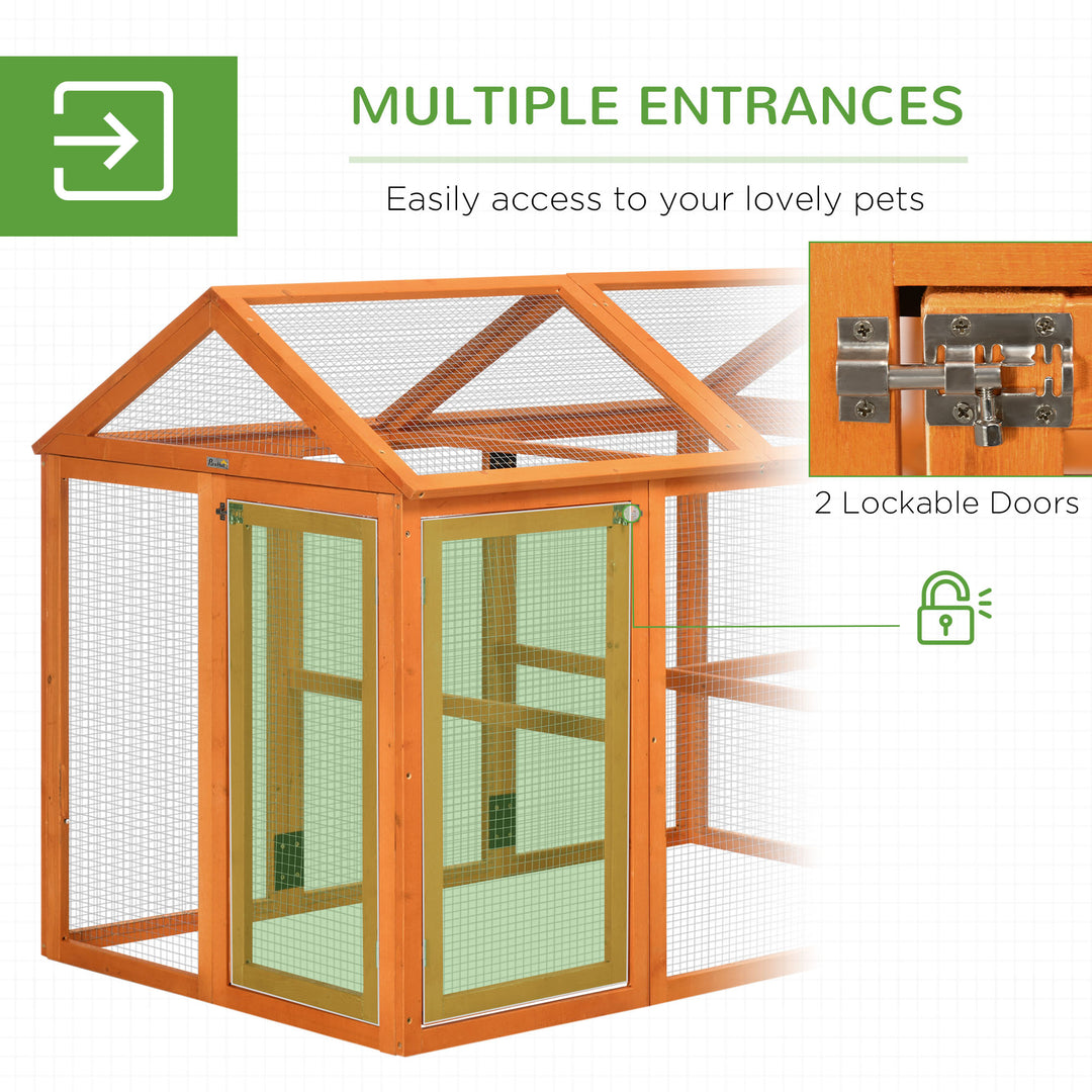 PawHut Large Chicken Run Wooden Chicken Coop, Pet Playpen with Combinable Design, Orange