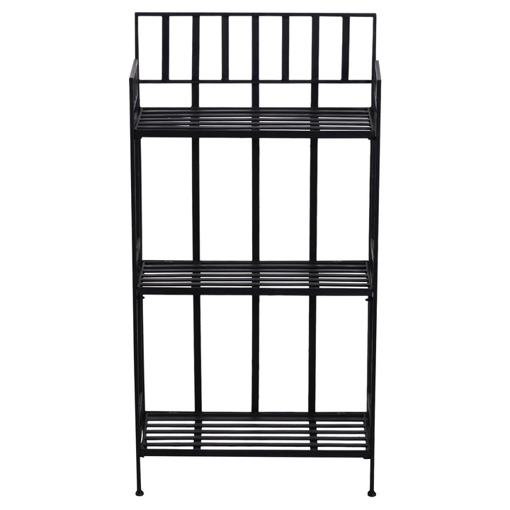 Retro 3-Tier Garden Plant Stand Plant Shelf Metal Flower Display Rack Bookshelf Bathroom Shelf