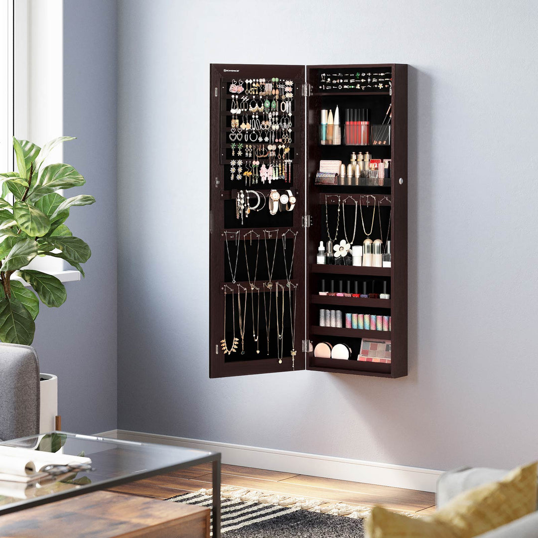 Lockable Wall-Mounted Storage Organiser Unit with 2 Plastic Cosmetic Storage Trays