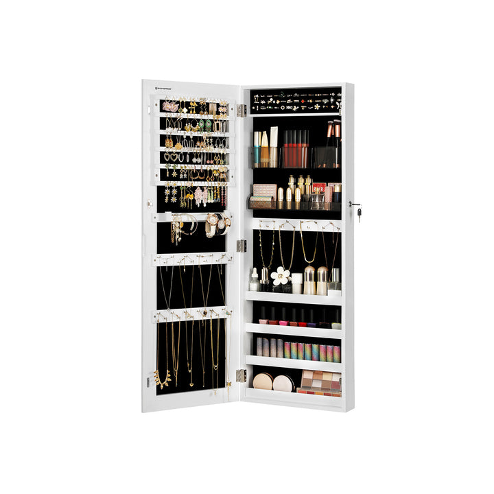 Mirror Jewelry Cabinet Armoire White