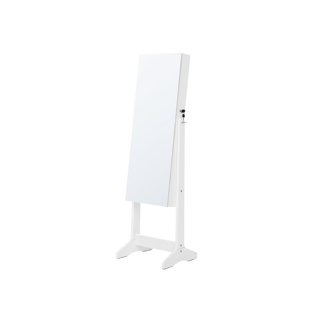 White Freestanding Jewelry Cabinet Armoire with Mirror