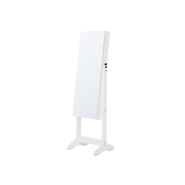 White Freestanding Jewelry Cabinet Armoire with Mirror
