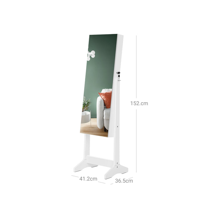 White Freestanding Jewelry Cabinet Armoire with Mirror