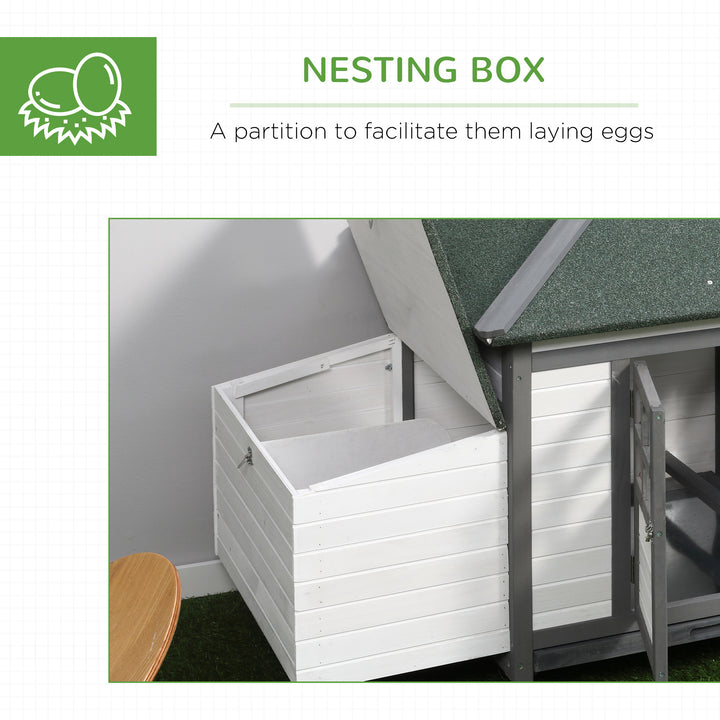 PawHut Chicken Coop Small Animal Pet Cage Wooden Chicken Hutch w/ Nesting Box Outdoor Run Backyard