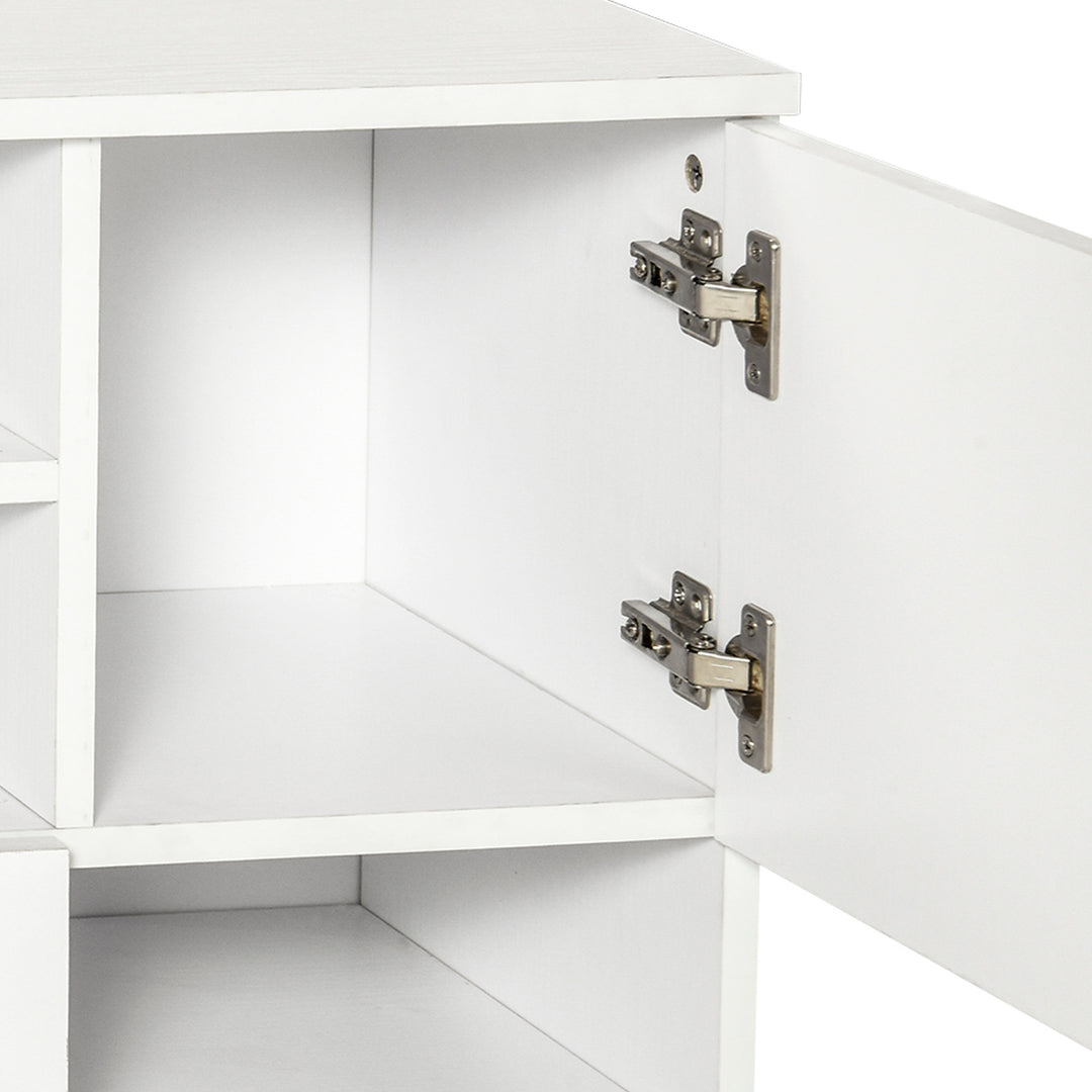 Mobile Storage Cabinet Sideboard Storage Trolley with Drawers 4 Shelves Lockable Wheels White