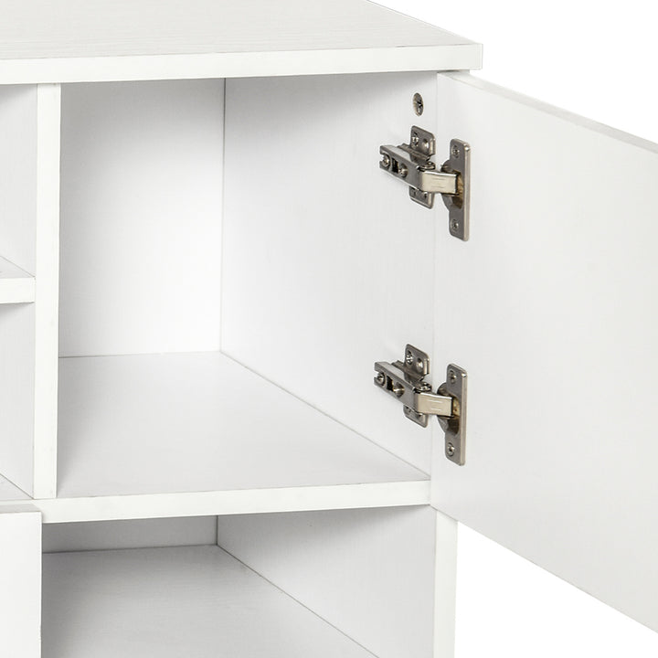 Mobile Storage Cabinet Sideboard Storage Trolley with Drawers 4 Shelves Lockable Wheels White
