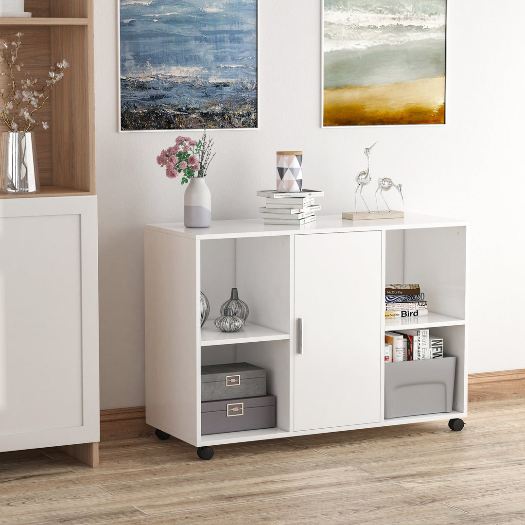 Vinsetto Printer Stand With 360 Degree Casters Multifunctional Office Cabinet Mobile File Cabinet E1 Particle Board White