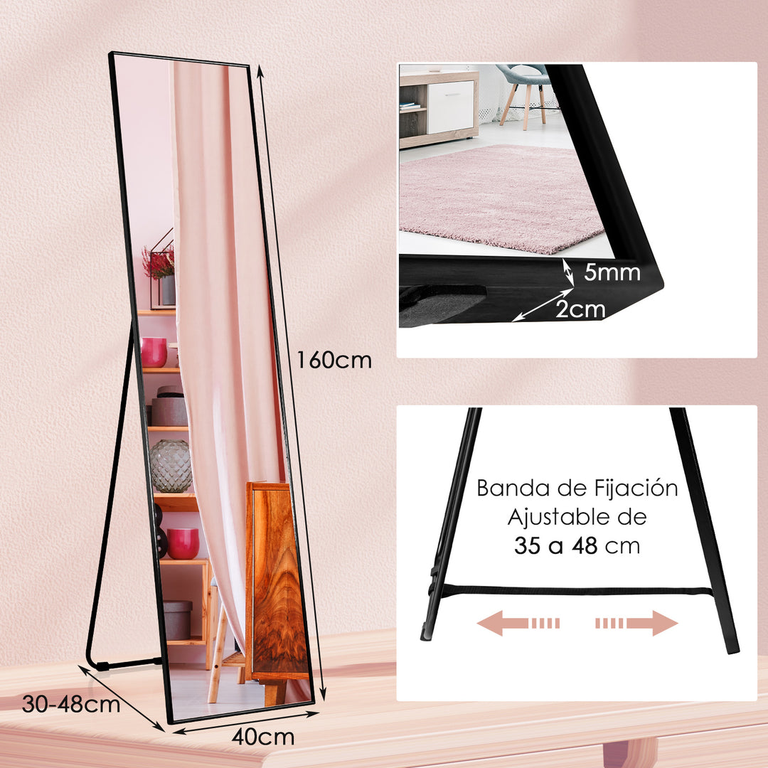 Full Length Mirror with Shatter-proof Glass-Black