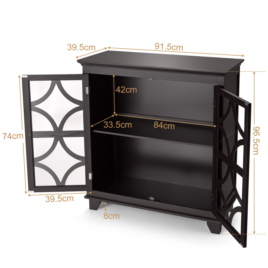 Freestanding Buffet Sideboard with Adjustable Shelf and Cabinet-Coffee