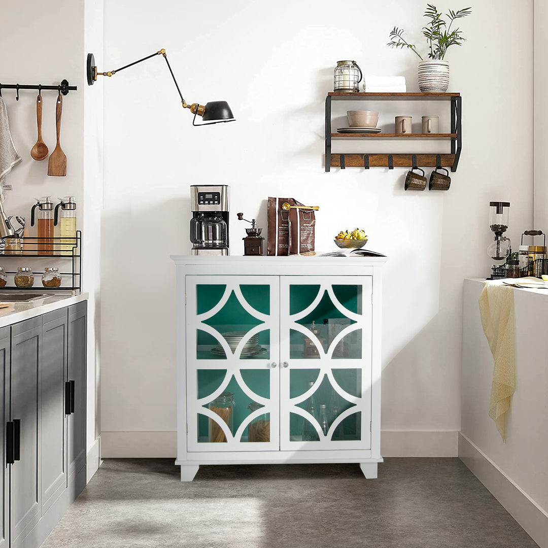 Freestanding Buffet Sideboard with Adjustable Shelf and Cabinet-Green