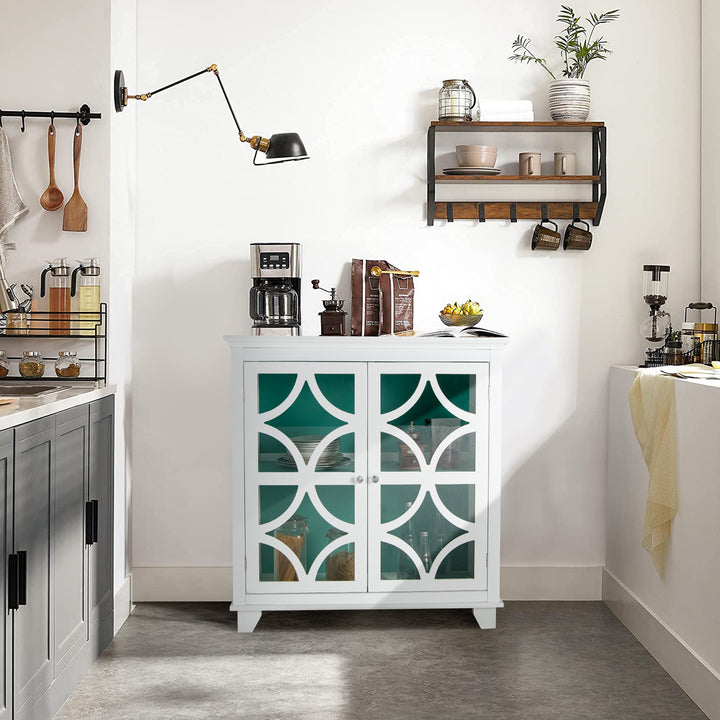Freestanding Buffet Sideboard with Adjustable Shelf and Cabinet-Green