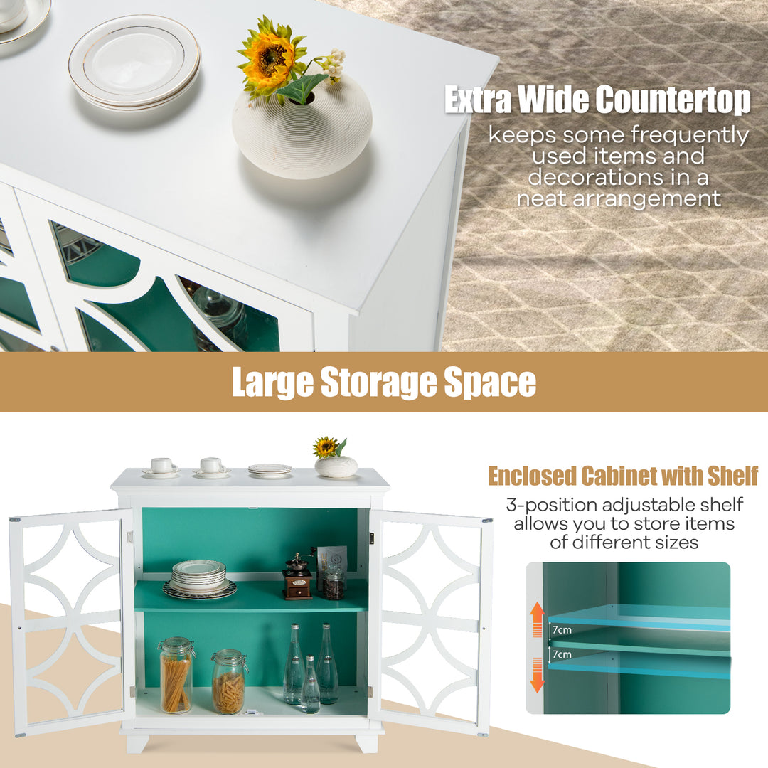 Freestanding Buffet Sideboard with Adjustable Shelf and Cabinet-Green