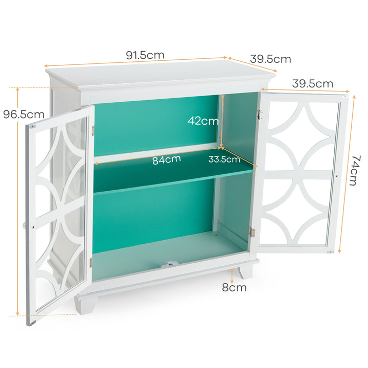Freestanding Buffet Sideboard with Adjustable Shelf and Cabinet-Green