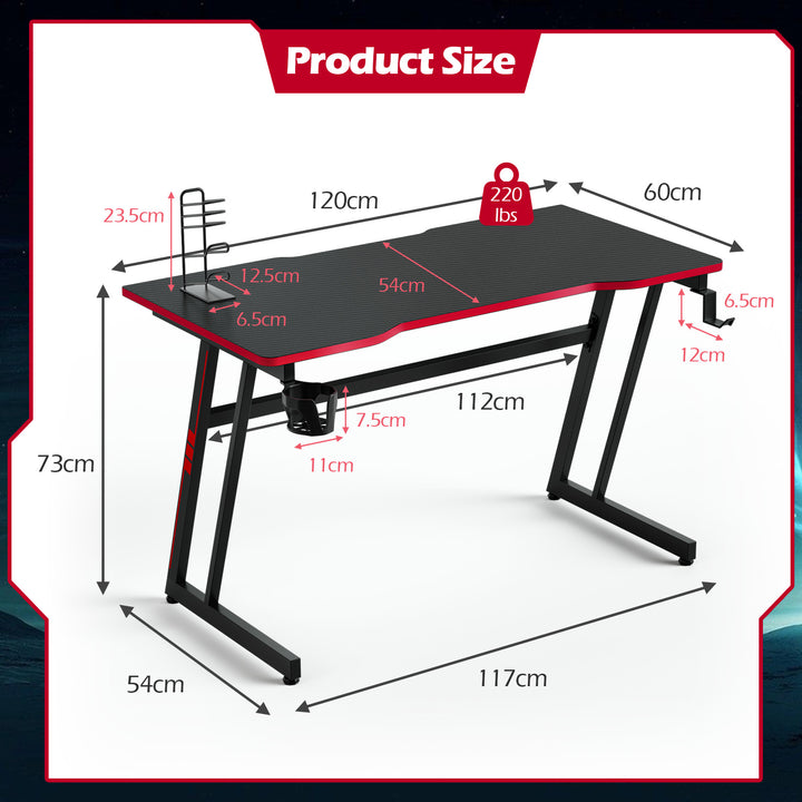 Computer Desk with Headphone Hook-Red