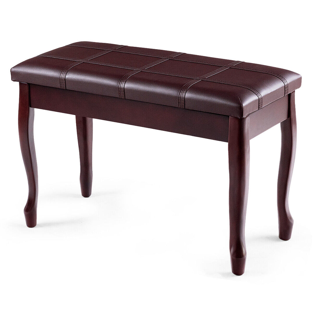 Leather Bench with Storage Compartment- Brown