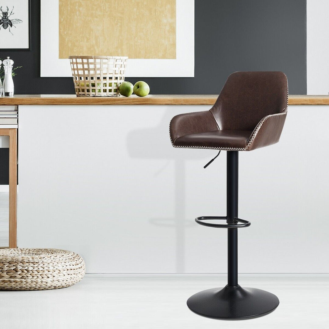 PU Leather 360° Swivel Adjustable Bar Stool with Armrest