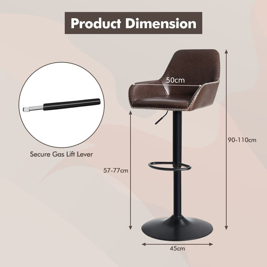 PU Leather 360° Swivel Adjustable Bar Stool with Armrest